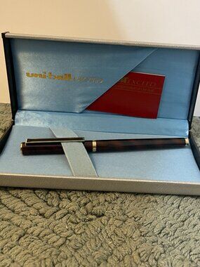 Vintage Uni-Ball Exceed Lacquered Tortoise Shell Rollerball Pen Original Case